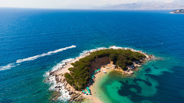 Aerial view from a drone to Ksamil, Albania