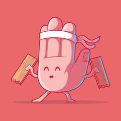 Funny hand emoji doing martial arts vector illustration. Communication, sports, funny design concept.