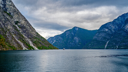 View over the Naeroyfjord, Norway
