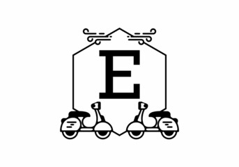 Initial letter E in scooter frame