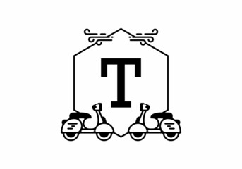 Initial letter T in scooter frame