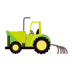 farming tractor with rake