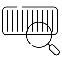 Price label under magnifying glass, linear design of search barcode