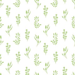 Fototapeta na wymiar Seamless vector nature pattern from forest plants wild flowers. Cute creative print for fabric wrapping gift paper product surface design