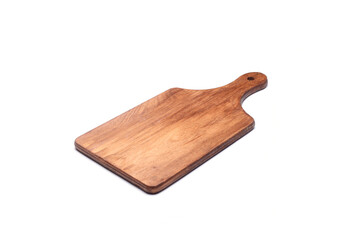 Wood cutting board for homemade bread cooking isolated on white background. Empty wooden tray at...