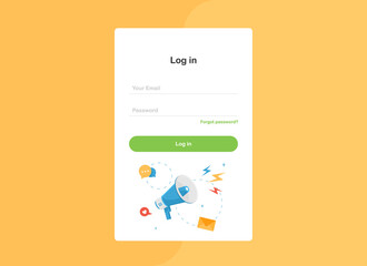 Login ui ux design concept and illustration. Landing page template with email and password in flat design