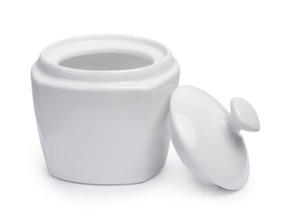 White ceramic sugar bowl