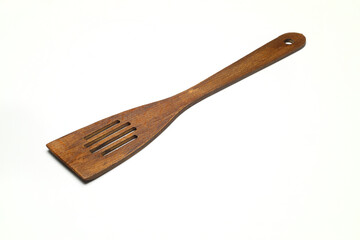 Old wood spatula for cooking on white background