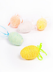 Decorative easter eggs with ribbons