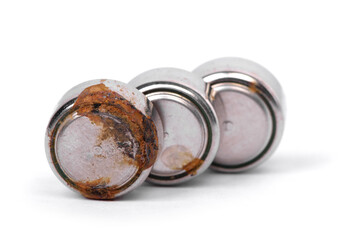 Group of small watch rusty batteries