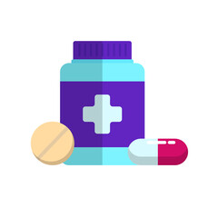 Medicine icon in flat style isolated on white background. Simple medicine vector illustration