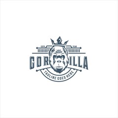 Gorilla Head Wearing A Crown Logo Design Vector Image