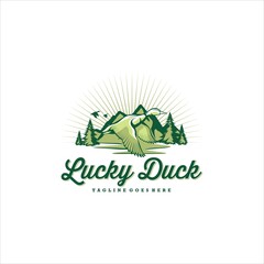 Duck Mallard Flying Fowl Waterfowl Logo Design Vector Image