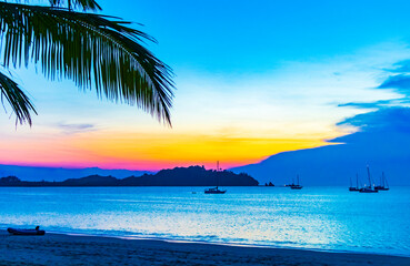 The most beautiful colorful sunset Koh Phayam Beach Ranong Thailand.