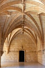 The gothic cloister of the Jeronimos Monastery In Lisbon, Portugal