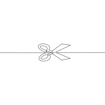 recommend clip art: Continuous line drawing of scissor, object one line, single line art, vector illustration