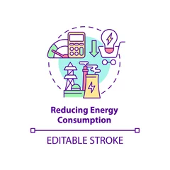 Fototapeten Reducing energy consumption concept icon. Common initiative abstract idea thin line illustration. Lowering carbon emissions. Energy conservation. Vector isolated outline color drawing. Editable stroke © bsd studio