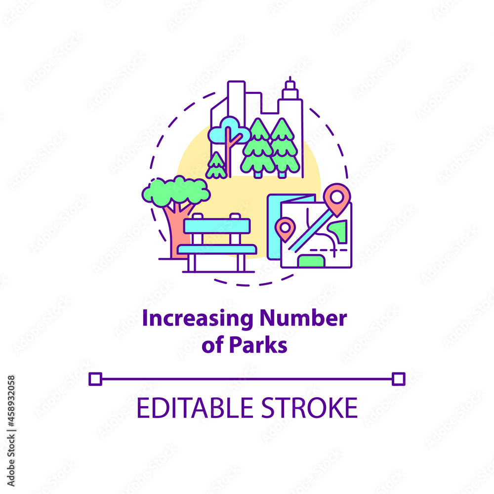 Poster increasing number of parks concept icon. city solution abstract idea thin line illustration. solving