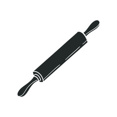 Kitchen Roller Icon Silhouette Illustration. Bakery Tools Vector Graphic Pictogram Symbol Clip Art. Doodle Sketch Black Sign.