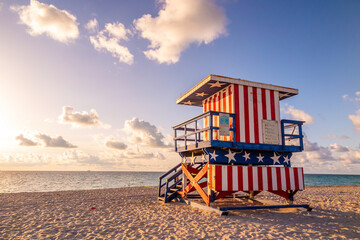 Colorful Lifeguard Tower in South Beach, Miami  Florida