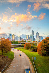 Charlotte city downtown skyline cityscape of North Carolina - 458932623