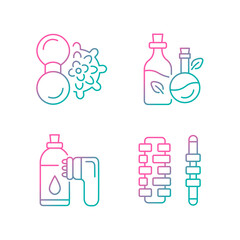 Hand massagers gradient linear vector icons set. Anticellulite massager. Devices for massaging back and legs. Thin line contour symbols bundle. Isolated outline illustrations collection