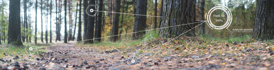 Future innovation for smart ecology system. Automatic measurement, analysis of air purity and freshness. Environmental technology concept for preventing pollution. Fresh beautiful nature background.