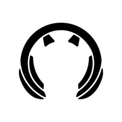 Neck massage tool black glyph icon. Device for stimulating neck, shoulders. Relaxation and recreation. Body care. Relieve sore and pain. Silhouette symbol on white space. Vector isolated illustration