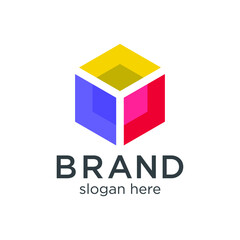 Colorful hexagon logo design ready to use.