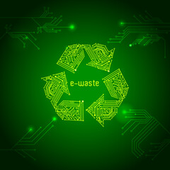 recycling icon made from a circuit board illustration