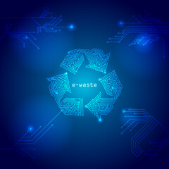recycling icon made from a circuit board illustration