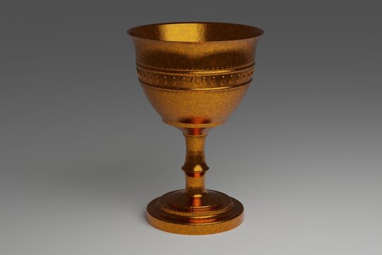 Ancient cooper chalice. 3D Render