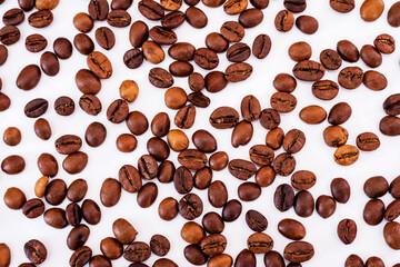 Roasted coffee beans background, texture.