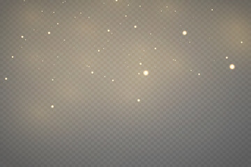 Christmas falling golden lights. Magic abstract gold dust and glare. Festive Christmas background.