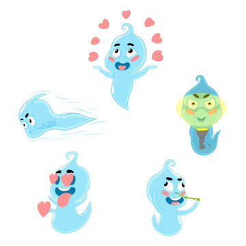 A set of illustrations with a spirit. They can be used as stickers in stories and messages on social networks, in creative and business projects.