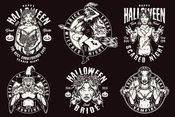 Fototapeta premium Halloween night vintage prints