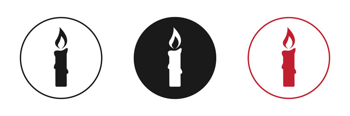 Burning candle on a white background. Set of icons. Illustration.