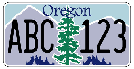 vehicle licence plates marking in Oregon in United States of America