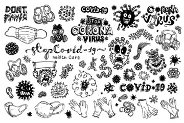 CoronaVirus Covid-19 letterings and other elements.