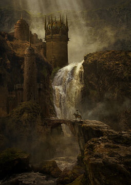 Fantasy castle in the mountains