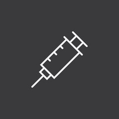 Syringe linear icon. Vaccine symbol.