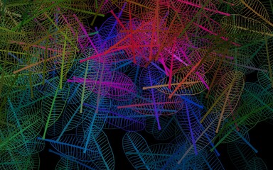 Dark Pink, Green vector doodle background with leaves.