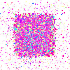Square shape with confetti isolated on white. Background with multicolored glitters. Pattern for design. Print for polygraphy, posters, banners and textiles. Greeting cards. Luxury texture