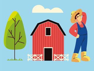 farm farmer and barn
