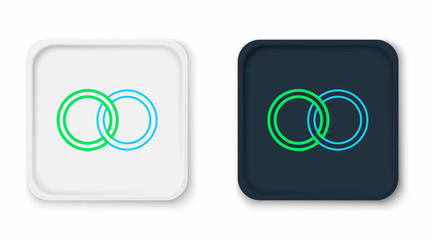 Line Wedding rings icon isolated on white background. Bride and groom jewelry sign. Marriage symbol. Diamond ring. Colorful outline concept. Vector