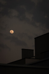 Moon with contructions silhouette (Grey background)
