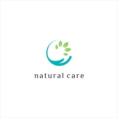 Natural Care Logo . Eco-Friendly and Elegant Hand and Leaf Symbol for Health and Wellness