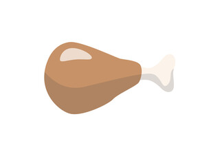 Chicken leg, vector illustration. For menu design, printed products. Isolated on a white background.  