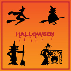 witch icon or witch logo. The main symbol of the Happy Halloween holiday. witch for your design for the holiday Halloween. Vector illustration.