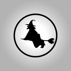 witch icon or witch logo. The main symbol of the Happy Halloween holiday. witch for your design for the holiday Halloween. Vector illustration.